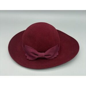 Vintage Bollman Hat Co. Doeskin Red 100% Wool Hat Neck Tie Made in USA Felt